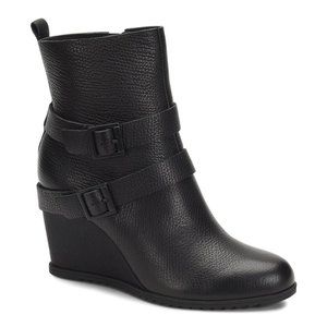Korks Womens Booties Black Leather Size 8 M Wedge Heel BRAND NEW